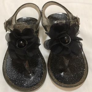 Black Stepping Stone thong jelly girl sandal